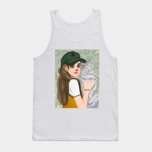 Girl with cat Tank Top